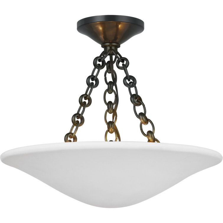 Plaster White and Bronze 16" Semi Flush Mount Light