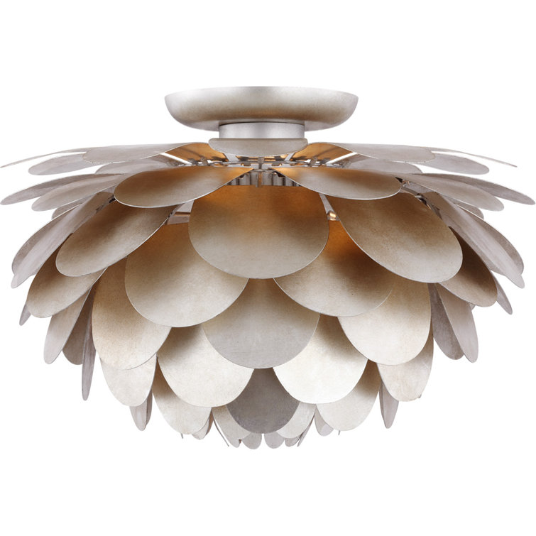 Gilded Aluminum Petal LED Flush Mount Light