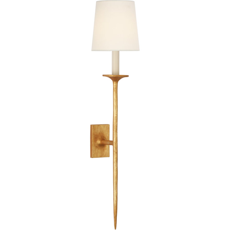 Catina 30.5" Bronze & Gold Transitional Wall Sconce with Linen Shade
