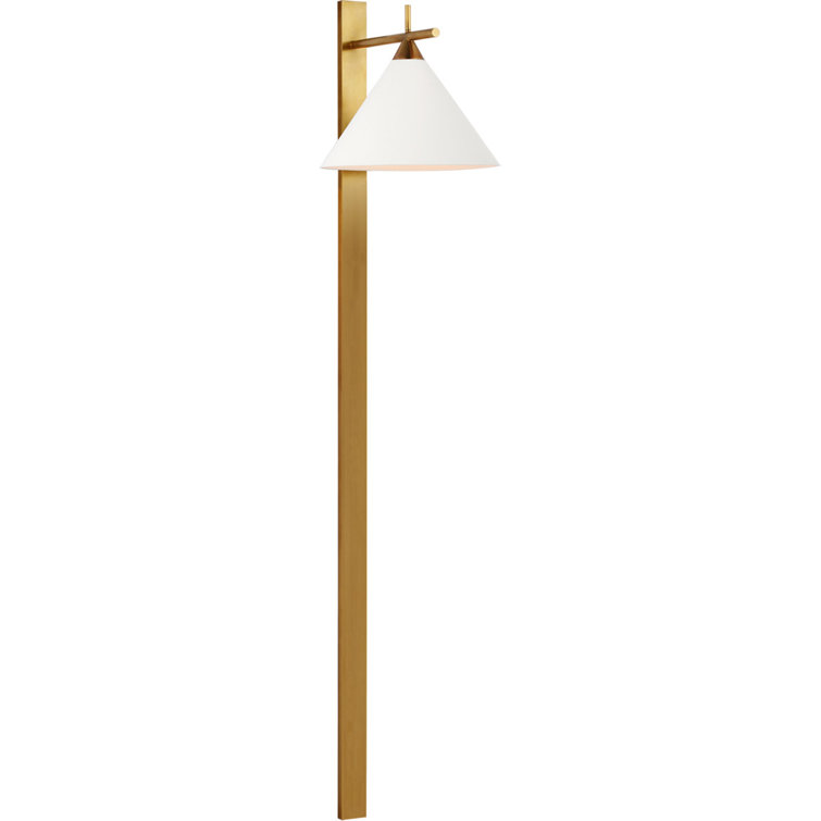 Cleo Tall Linear Black and Brass LED Sconce with Matte White Shade