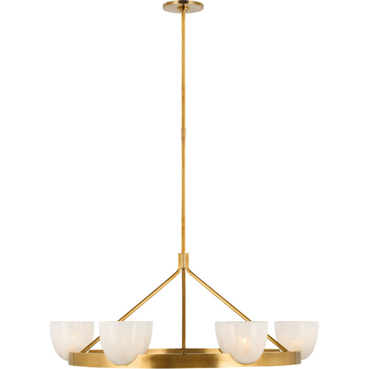 Carola Antique Brass Large Ring Chandelier with Crystal Accents