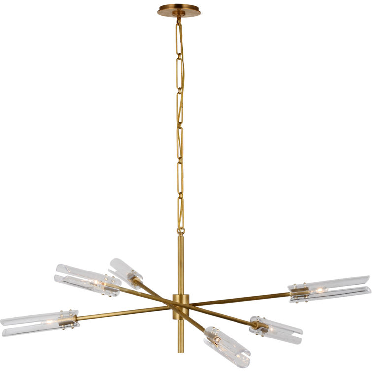 Casoria Antique Brass 6-Light Crystal Chandelier, 15"x45.75"