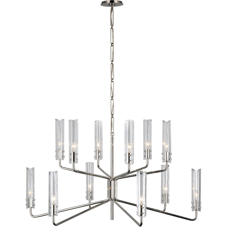 Casoria Polished Nickel 12-Light Two-Tier Chandelier