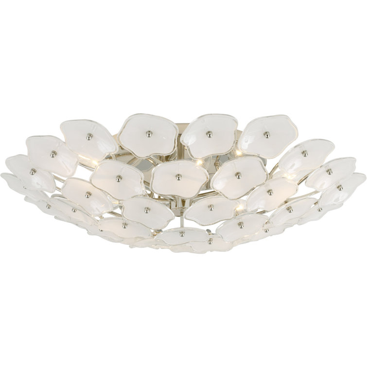 Polished Nickel Glass LED Flush Mount Ceiling Light