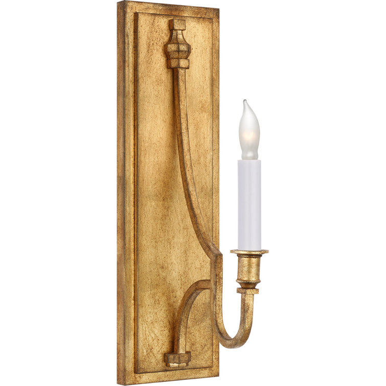 Gilded Iron 16" White Candle Wall Sconce