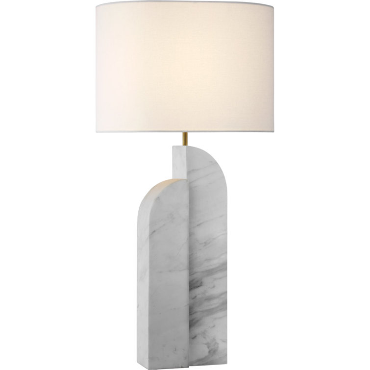 Cordless Edison 34" White Marble Outdoor Table Lamp