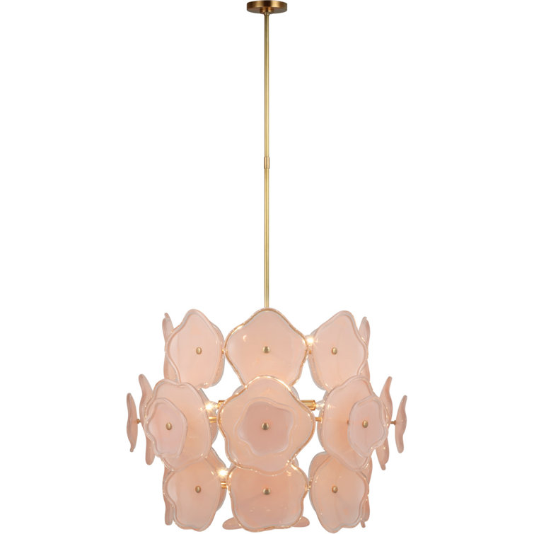 Soft Brass Crystal Candle Plug-in Chandelier, 23.5" x 30.5"