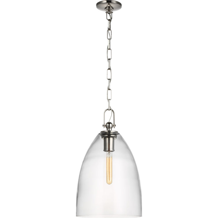 Polished Nickel and Clear Glass Indoor/Outdoor Pendant Light