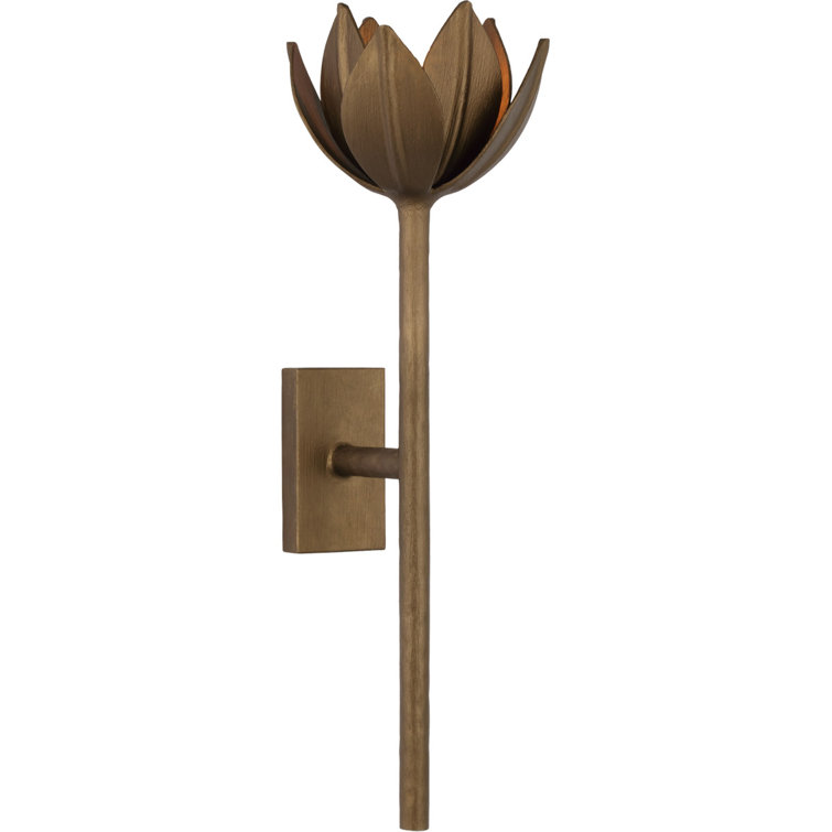 Bronze Floral Dimmable Wall Sconce with Water Lily Detail
