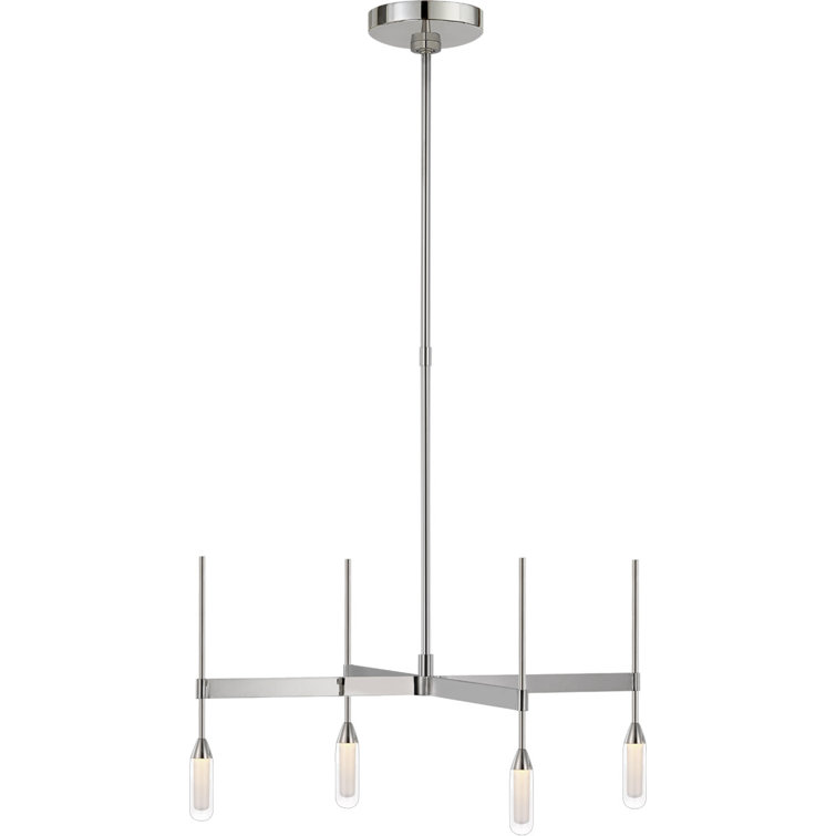 Polished Nickel and Crystal 4-Light LED Chandelier