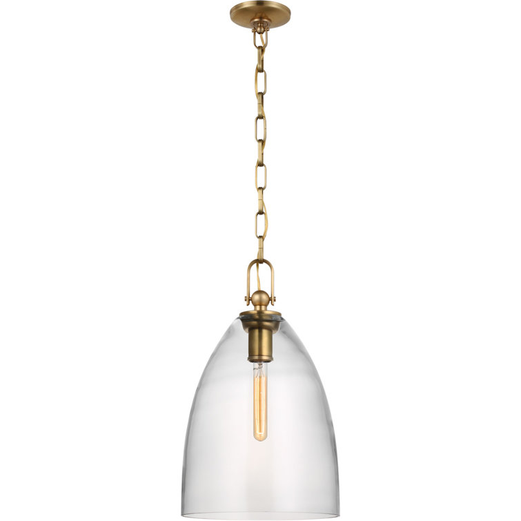 Andros Tulip-Shaped Glass Pendant Light in Polished Nickel