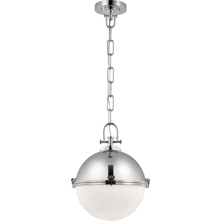 Elegant Polished Nickel Globe Pendant with White Glass Shade