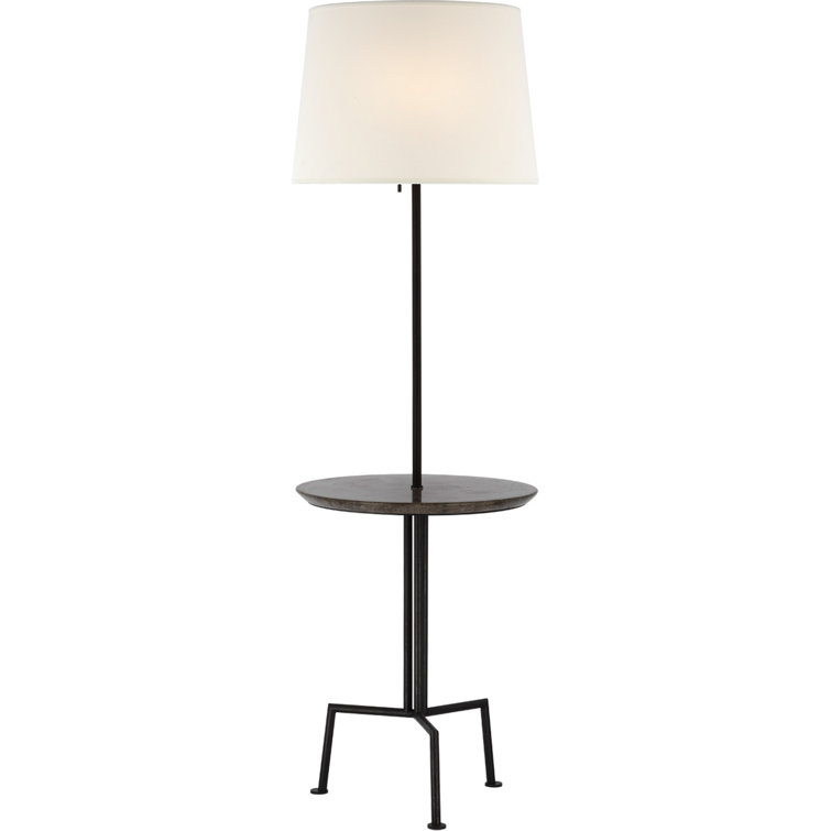 Sleek Black Tripod Outdoor Floor Lamp with Marble Tray