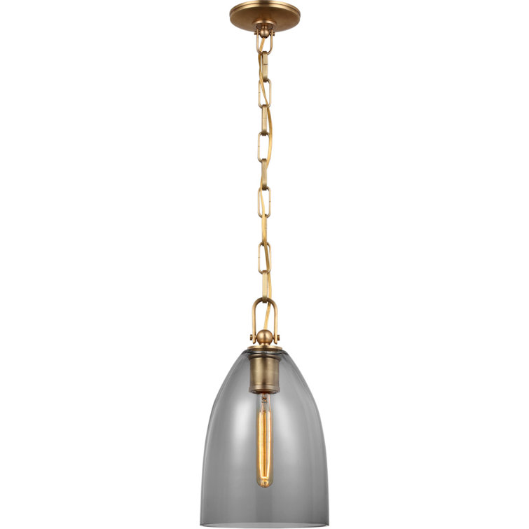 Andros Polished Nickel 15'' Tulip-Shaped Glass Pendant Light