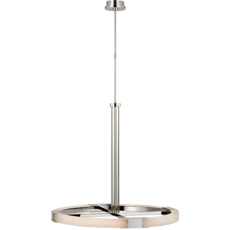 Elegant Covet 36" LED Chandelier in Polished Nickel with Alabaster Accents