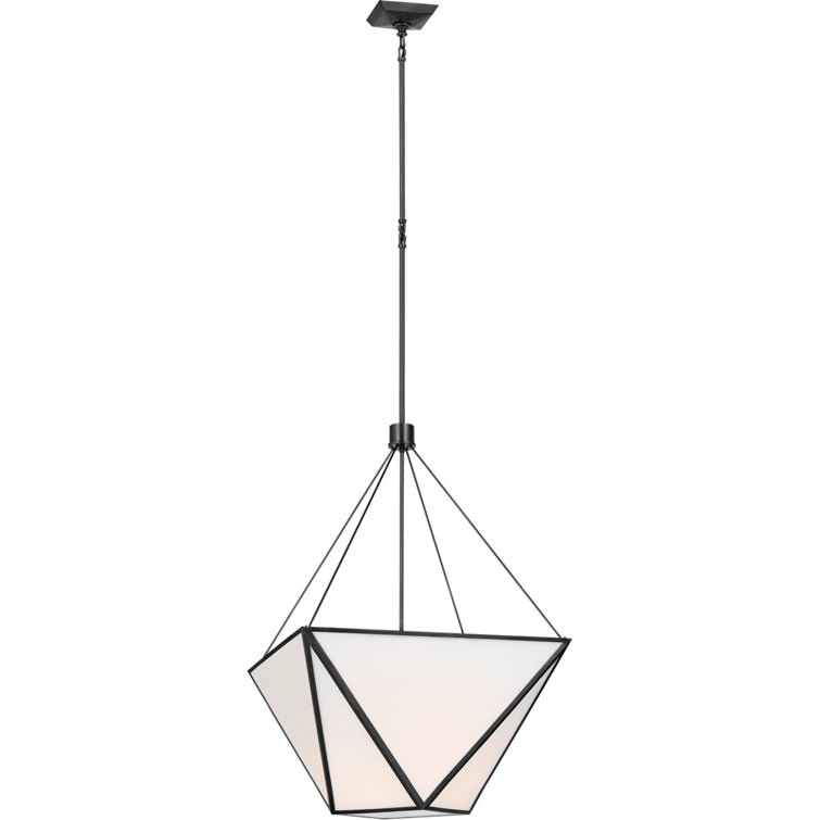 Lorino Geometric Bronze 34" LED & Incandescent Chandelier with Polished Nickel Accents