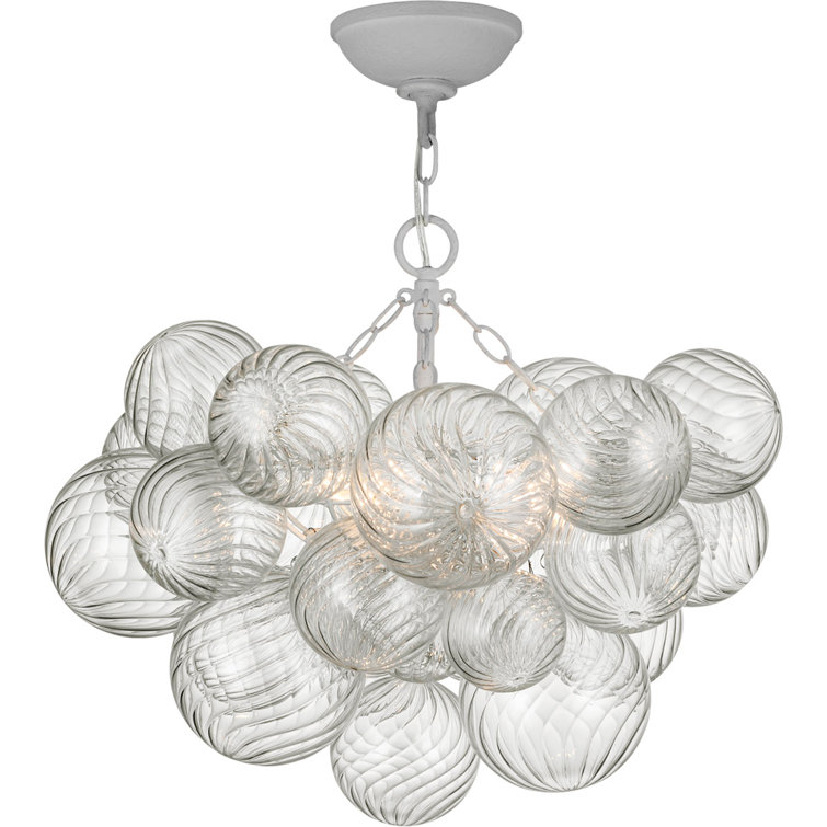 Plaster White and Clear Swirled Glass Globe LED Semi-Flush Mount