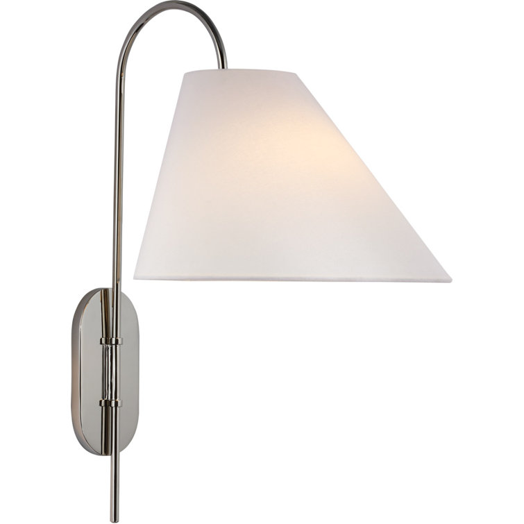 Polished Nickel Swing Arm Wall Sconce with White Shade