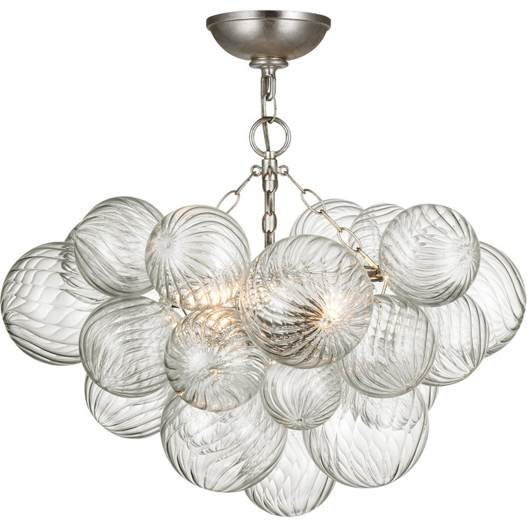 Talia 24'' Silver and Clear Swirled Glass Semi-Flush Mount