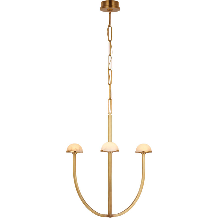Antique Brass and Alabaster Medium Chandelier with LED Light