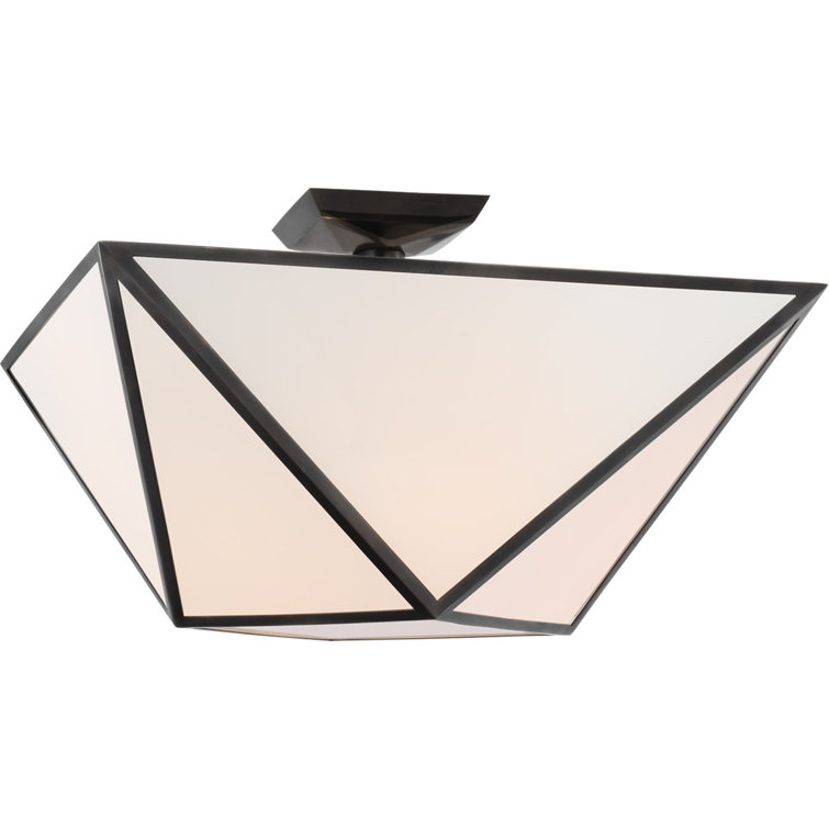 Lorino Bronze LED Semi-Flush Mount with Glass Shade
