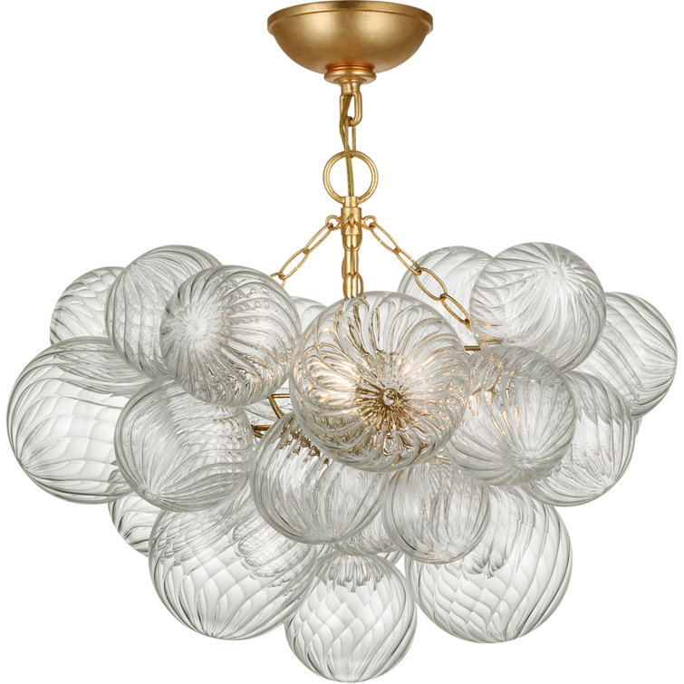 Gild and Clear Swirled Glass 23" Globe Semi-Flush Mount Light