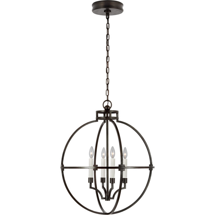 Aged Iron Globe LED Crystal Chandelier