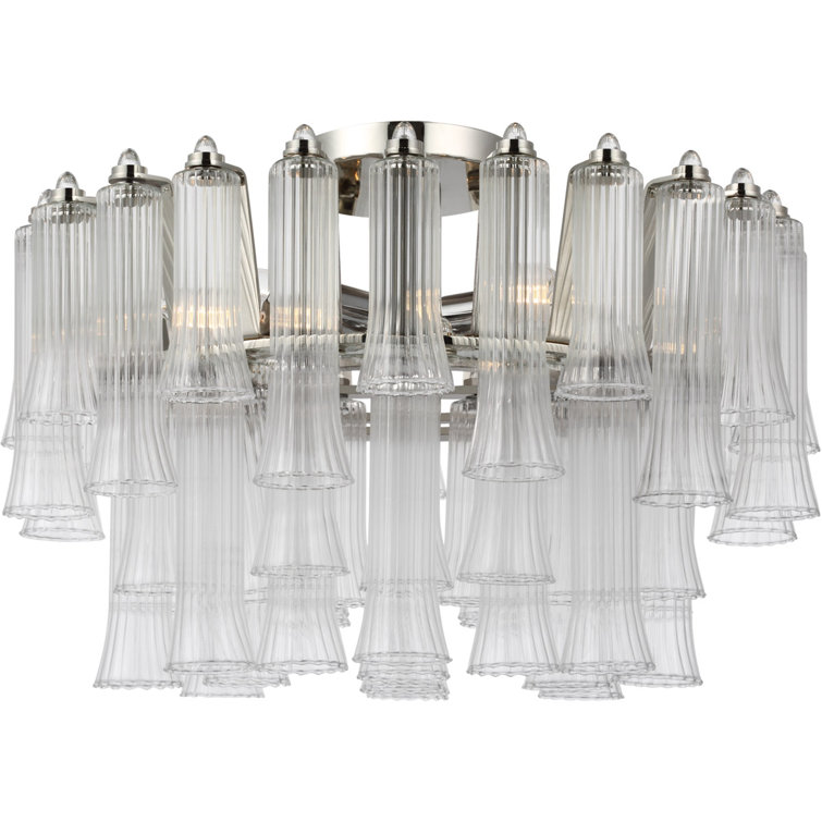 Lorelei 18-inch Polished Nickel Glass Semi-Flush Mount
