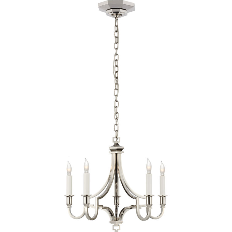 Mykonos Vintage Polished Nickel 5-Light Candelabra Chandelier