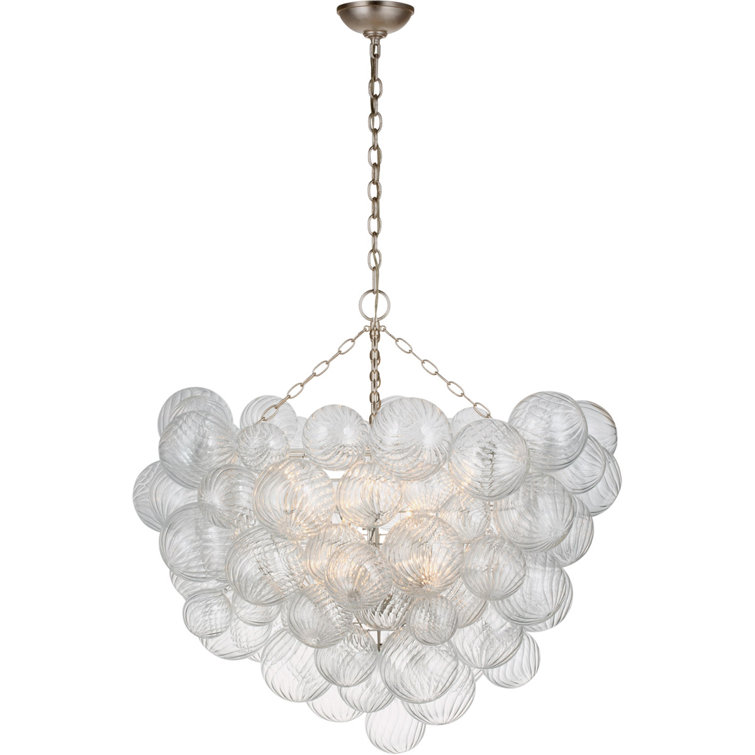 Talia Grande 35.5" Burnished Silver Leaf Glass Chandelier