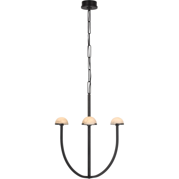 Pedra Medium Curved Bronze Chandelier with Alabaster Stone Accents
