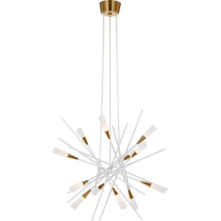 Stellar Matte White and Brass 12-Light LED Chandelier
