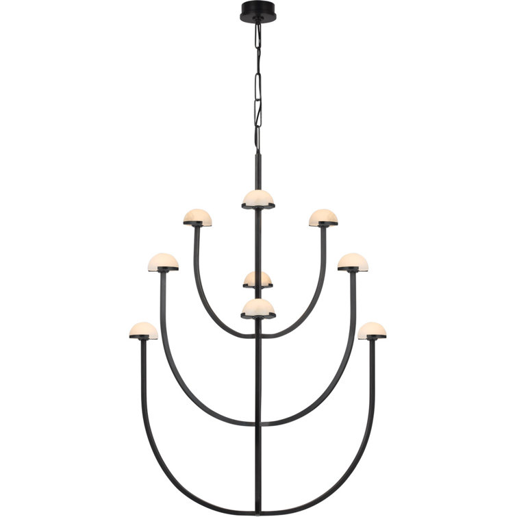 Pedra Curved Bronze 52" LED Chandelier with Alabaster Accents