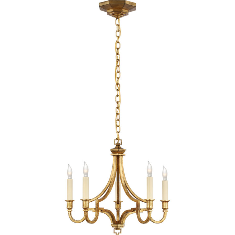 Gilded Iron 5-Light Candelabra Style Chandelier