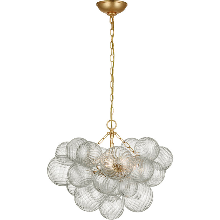 Talia Gilded 24" Modern Chandelier with Clear Swirled Glass
