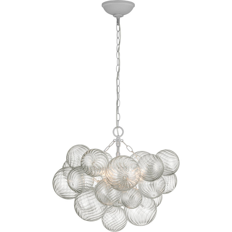 Amalia Plaster White and Clear Glass 3-Light Chandelier