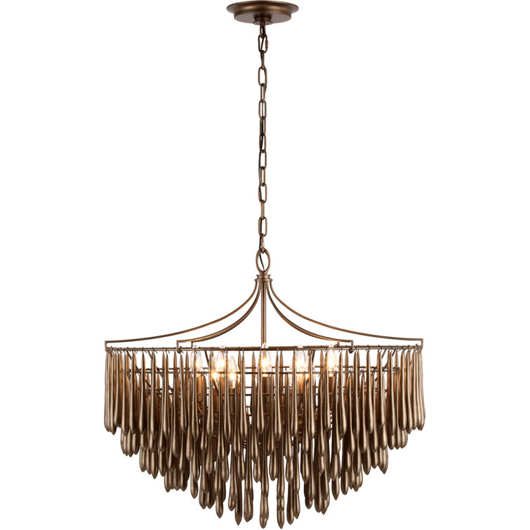 Antique Bronze Leaf Crystal Candle Chandelier