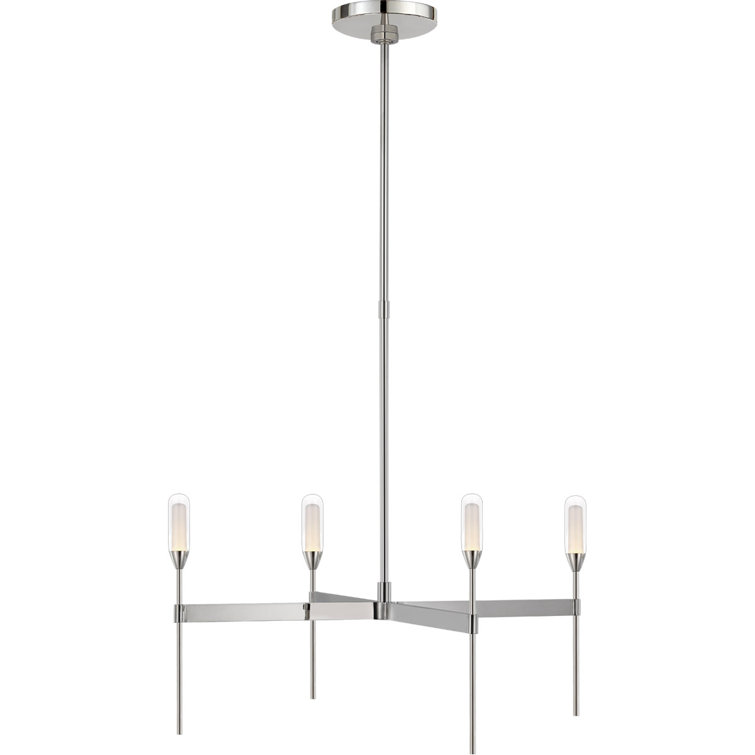 Polished Nickel Crystal 4-Light LED Chandelier