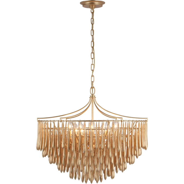Antique Gold Leaf Crystal Candle Chandelier