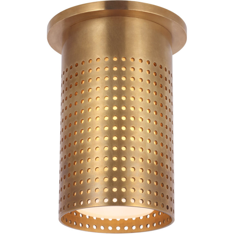 Antique Burnished Brass and Glass Monopoint Flush Mount Light