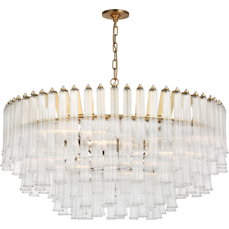 Gilded Glass and Metal 12-Light Chandelier