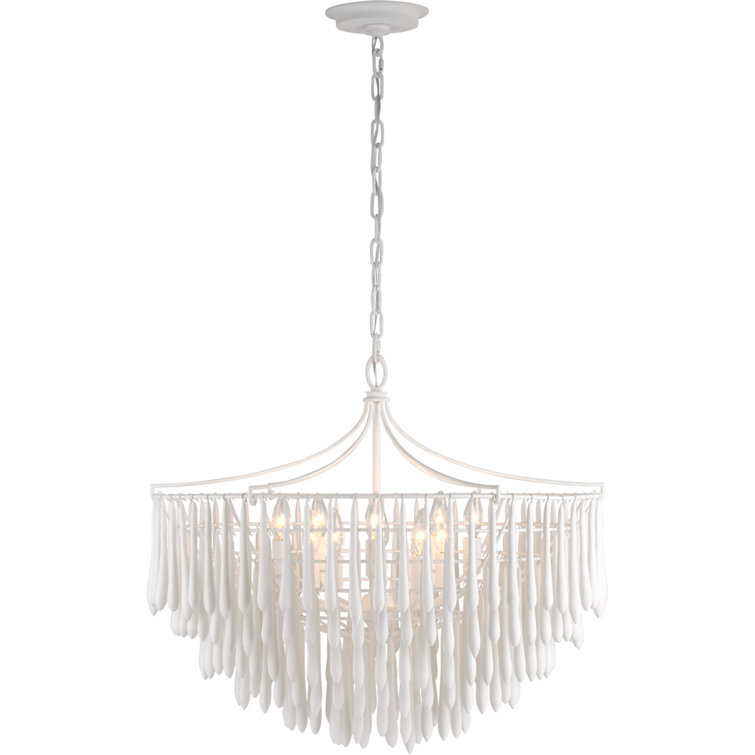 Plaster White Crystal 10-Light Chandelier