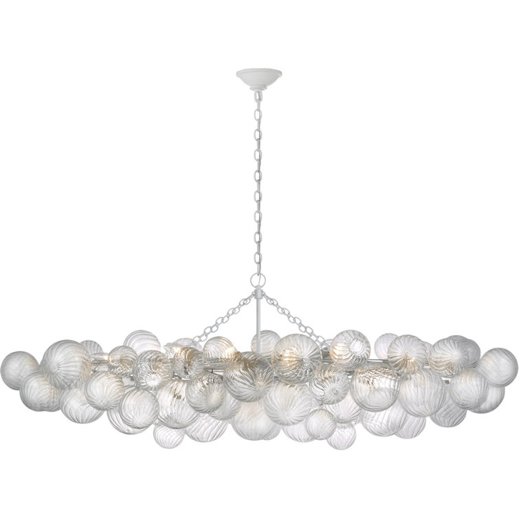 Talia 63'' Plaster White Linear Chandelier with Swirled Glass Orbs
