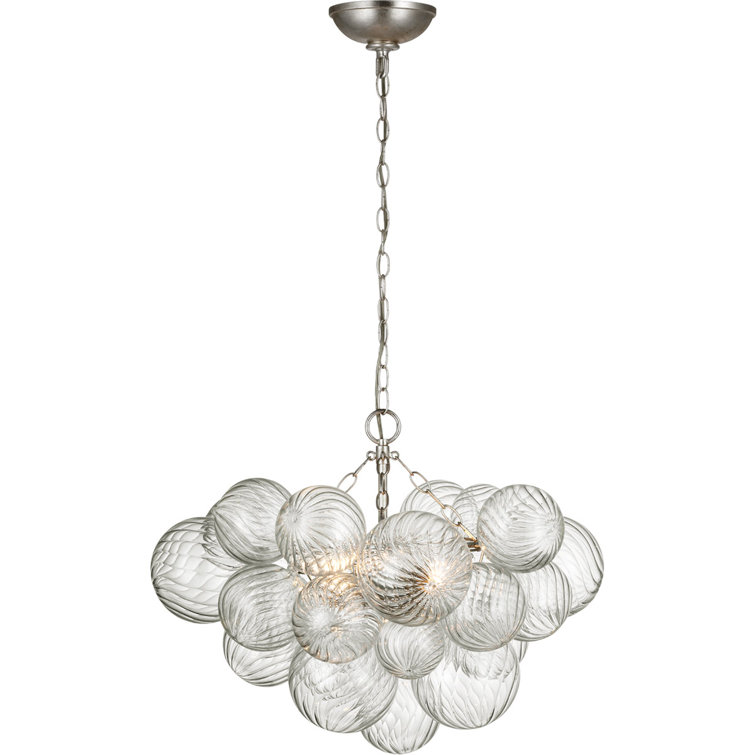 Talia 17.75'' Burnished Silver Leaf Clear Glass 3-Light Chandelier
