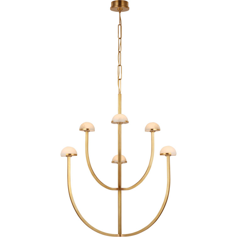 Pedra Antique Brass and Alabaster 6-Light LED Chandelier