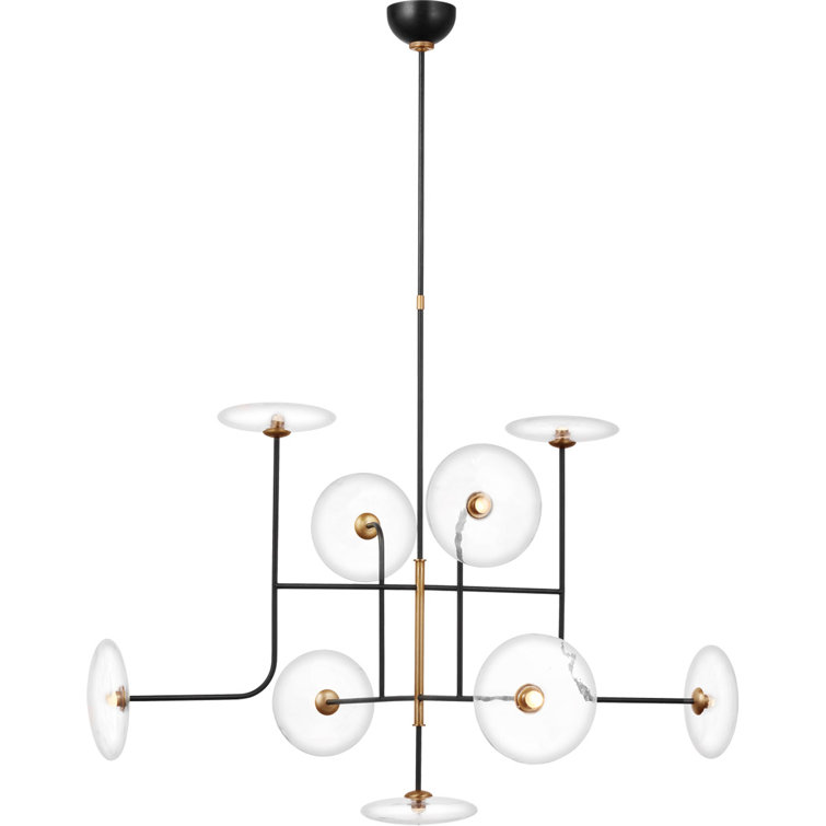 Calvino Aged Iron and Antique Brass 42" LED Crystal Chandelier