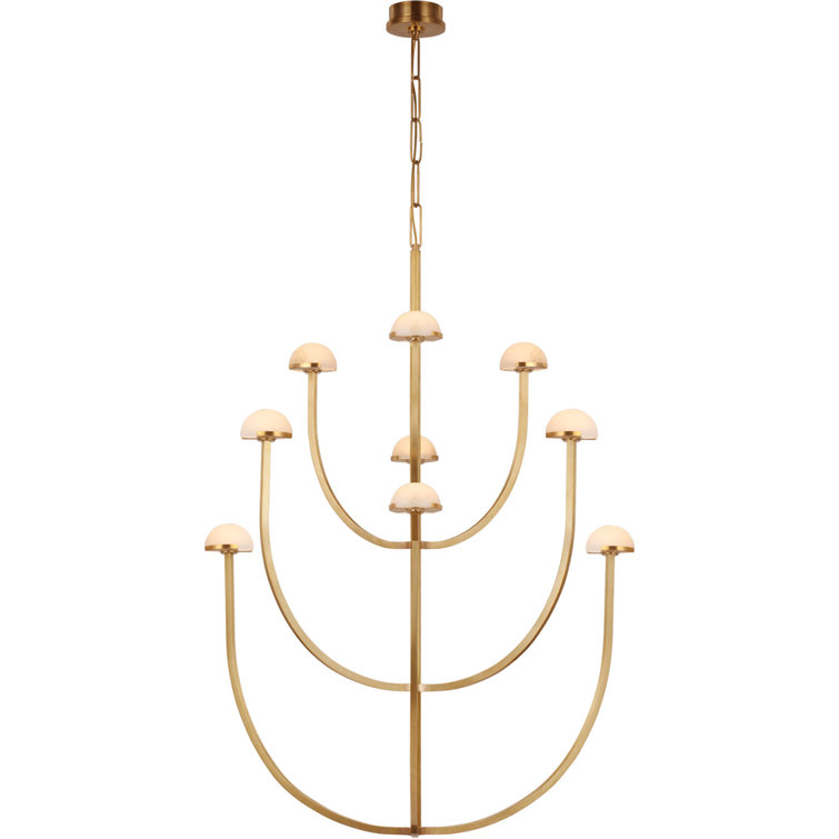 Antique Brass and Alabaster 9-Light LED Chandelier