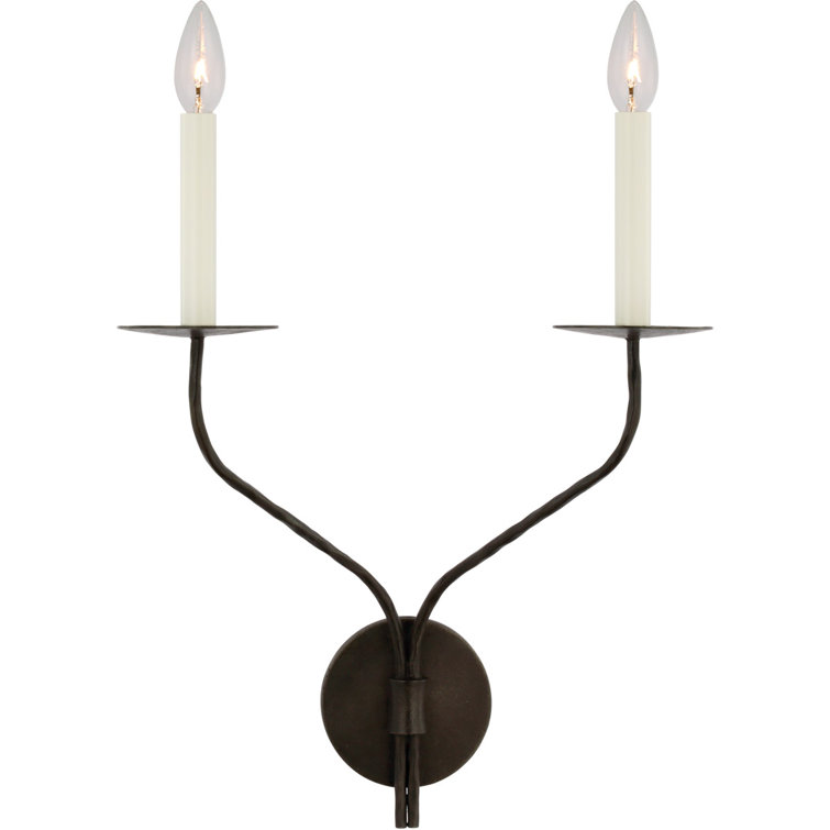 Regal Black Aged Iron Double Candle Wall Sconce