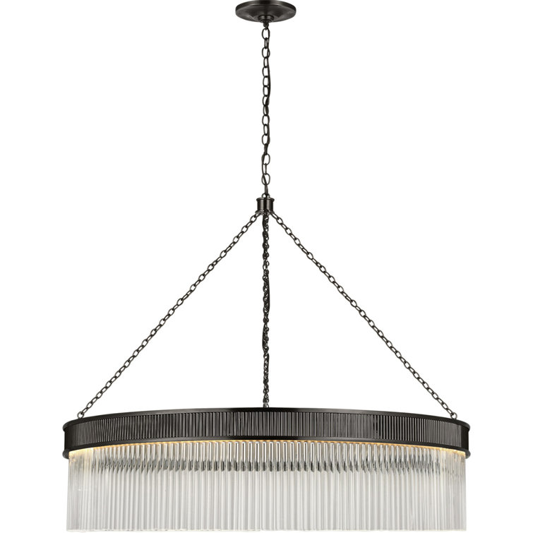 Menil Elegance 29" Bronze Drum LED Chandelier with Crystal Rods