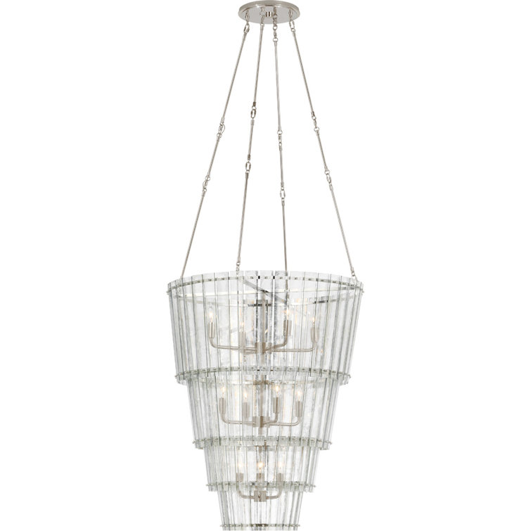 Cadence Polished Nickel 12-Light Crystal Waterfall Chandelier